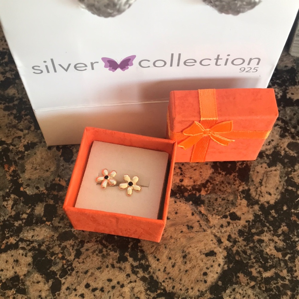 925 silver flower earrings